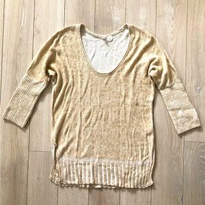 Anthropologie Moth Cotton Linen 1/2 Sleeve Summer Sweater Too Size XS